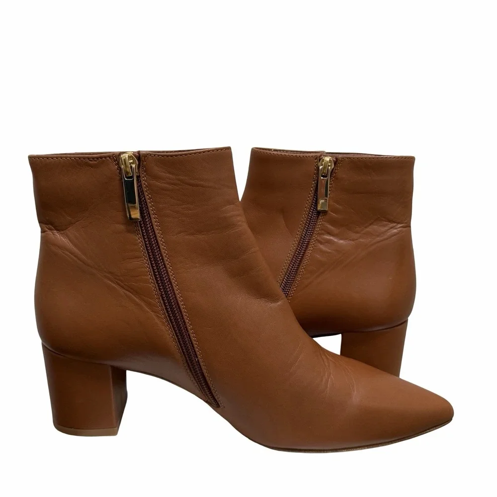 L'AGENCE Womens Jeanne II Pointed‎ Toe Leather Boots in Luggage Brown EU 40 US 9